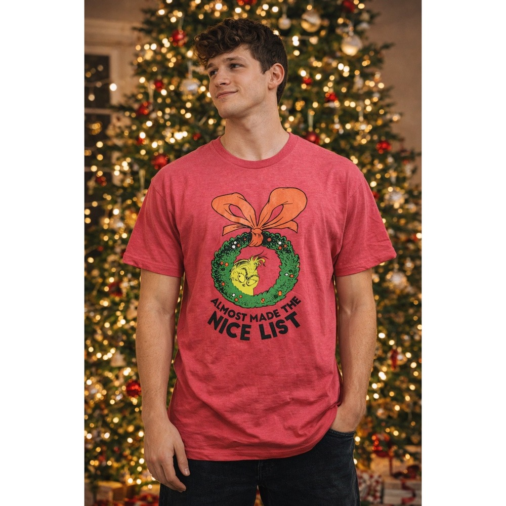 Grinch Almost Made The Nice List Graphic‎ Tee Christmas Holiday Gift